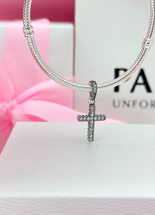 Серебряный шарм подвеска крестик пандора pandora