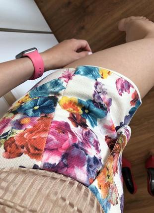 Яркие стильные в цветочный принт шорты юбка праздничные модные короткие высокая талия mom3 фото