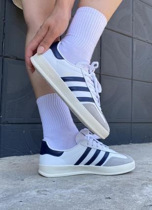 Женские кроссовки adidas gazelle indoor white blue 40-413 фото