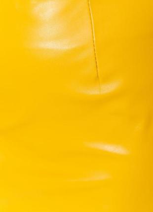 Спідниця прямого крою з екошкіри, колір гірчичний, 214r6202 фото