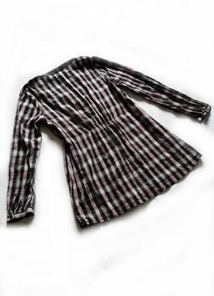 Свободная блуза-рубашка  р40 клетка,полоска,черно-белая4 фото