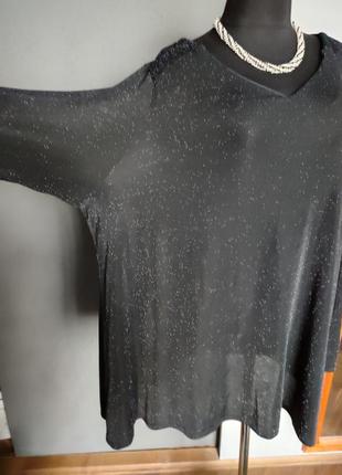 Кофта блуза чорна з переливом фактурний матеріал трапеція батал3 фото