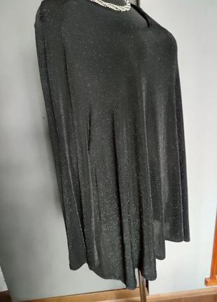 Кофта блуза чорна з переливом фактурний матеріал трапеція батал8 фото