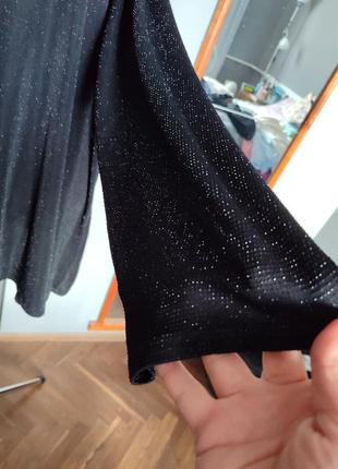 Кофта блуза чорна з переливом фактурний матеріал трапеція батал4 фото