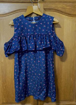 Джинсовое платье с вишнями1 фото