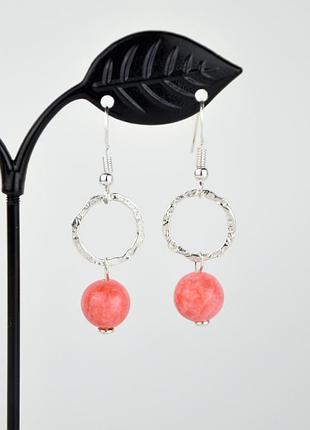 Срібні сережки родохрозит арт. 77956