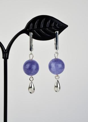 Серебряные серьги ангелит арт. 77962
