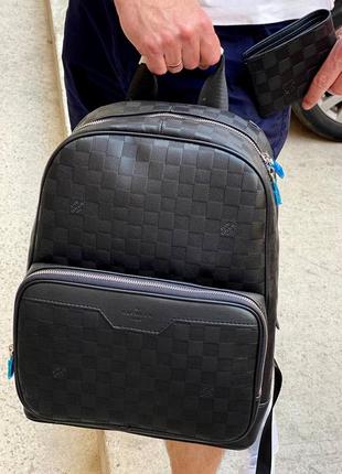 Рюкзак мужской черный кожаный брендовый campus1 фото