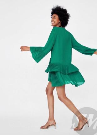 Новое зелёное платье плиссе zara6 фото