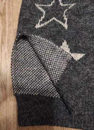 Удлиненный вязаный свитер с рисунком/ платье свитер в звездах4 фото