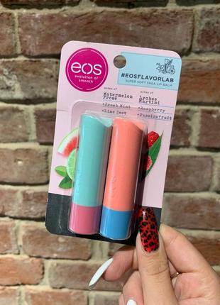 Набор бальзамов для губ морозный арбуз и личи мартини eos watermelon frosé lychee martini lip balms