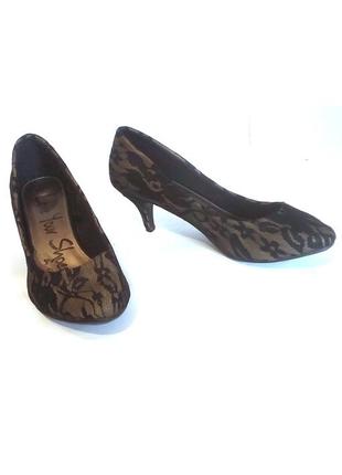 👠👠👠 стильные ажурные туфли на шпильке от бренда george, р.40 код t4194