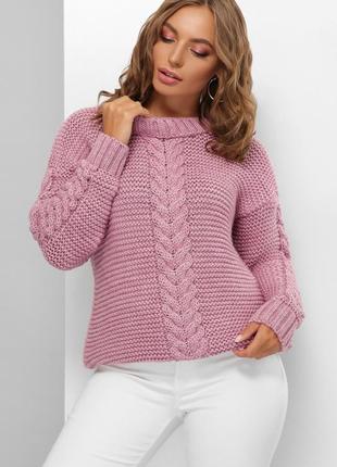 Мягкий, удобный стильный свитер из большой вязки в цветах6 фото