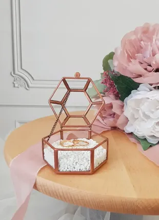 Свадебная шкатулка для обручальных колец с наполнением. стеклянная шкатулка для колец....