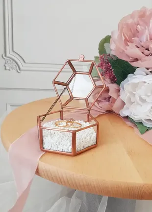 Свадебная шкатулка для обручальных колец с наполнением. стеклянная шкатулка для колец....