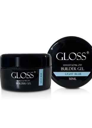 Однофазный гель builder gel gloss light blue, 30 мл