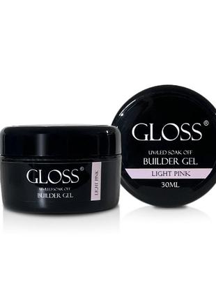 Однофазний гель builder gel gloss light pink, 30 мл