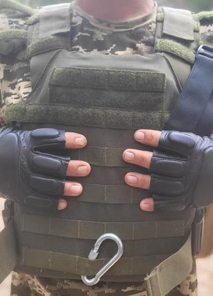Перчатки тактические полевые кожаные без пальцев для силовых структур tactigear ps-8801 patrol black l ve-336 фото