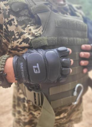 Перчатки тактические полевые кожаные без пальцев для силовых структур tactigear ps-8801 patrol black l ve-335 фото