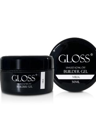 Однофазний гель builder gel gloss milk, 30 мл