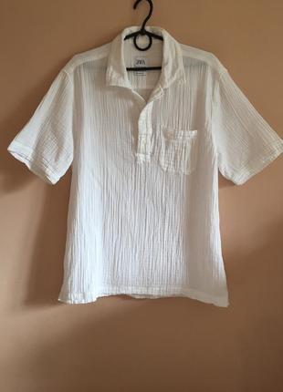 Рубашка поло zara polo shirt with pocket - l5 фото