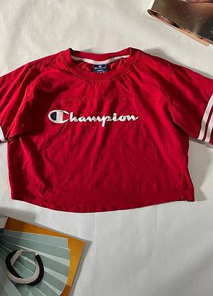 Короткая футболка топ женская champion красного цвета из хлопка в отличном состоянии5 фото