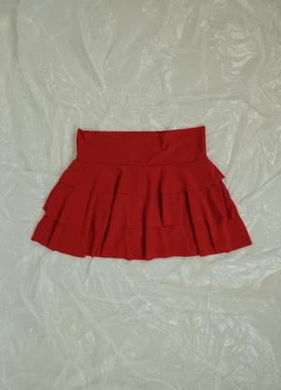 Юбка франция красная мини воланы юбка короткая y2k винтаж винтажная2 фото