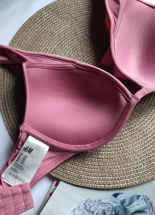 Невероятный лиф верх купальника гладкий розовый с рюшами бретелями купальник с пуш-ап...