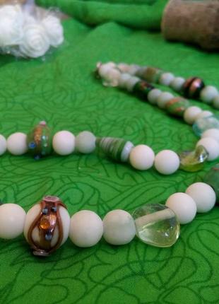 Намисто з муранського скла в техніці lampwork весільний пиріг винтаж ручная работа6 фото