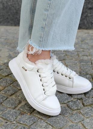 Кеди з натуральної шкіри білі