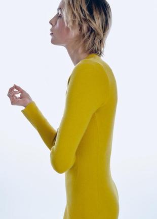 Zara желтое трикотажное платье, s5 фото