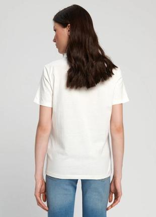 Кремовая/молочная базовая натуральная хлопковая футболка s-m2 фото