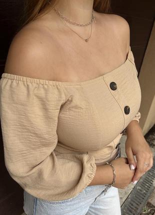 Блуза зі спущеними плечима2 фото