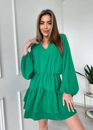Зеленое платье оверсайз  свободное универсальное