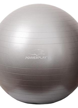 М'яч фітбол спортивний тренувальний для фітнесу powerplay 4001 ø75 cm gymball  сріблястий + помпа ve-335 фото