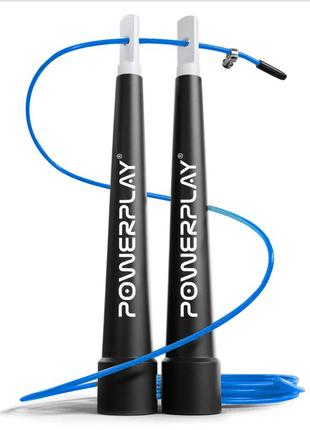 Скакалка тренировочная спортивная скоростная powerplay 4202 ultra speed rope синяя (2,9m.) ve-33