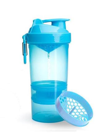 Пляшка шейкер спортивна універсальна для спортзалу smartshake original2go 600ml neon blue (original) ve-339 фото