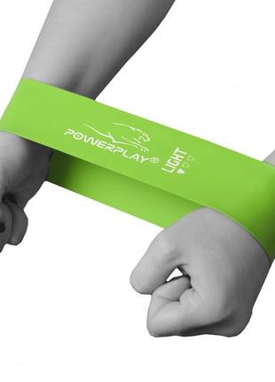 Резинка для фитнеса тренировочная спортивная powerplay 4114 mini power band 0.8мм. light зеленая (5-8кг) ve-33