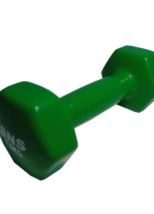 Гантели виниловые для фитнеса sns по 2 кг 2 шт. зеленый