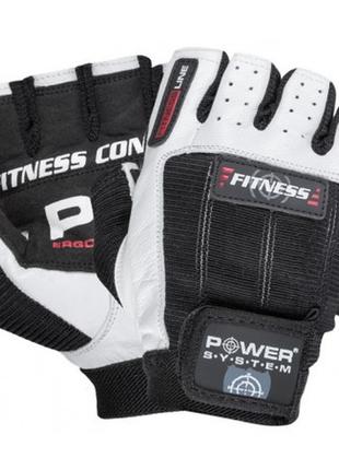 Рукавички для фітнесу спортивні тренувальні power system ps-2300 fitness black/white xs ve-33