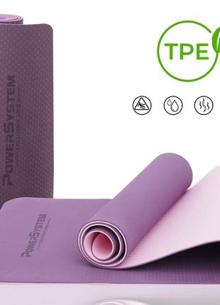 Килимок для йоги та фітнесу power system ps-4060 tpe yoga mat premium purple (183х61х0.6)2 фото