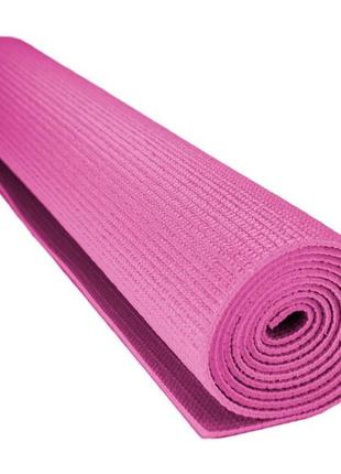 Килимок тренувальний для йоги та фітнесу power system ps-4014 pvc fitness yoga mat pink (173x61x0.6) ve-332 фото