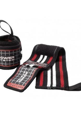 Бинти кистьові спортивні тренувальні для пауерліфтингу power system ps-3500 wrist wraps red/black ku-221 фото