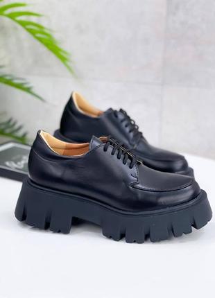 36-41 рр туфли броги черные натуральная замша/кожа на платформе1 фото