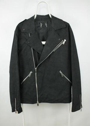 Шкіряна куртка косуха asos black matte leather biker jacket