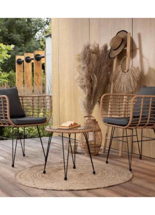 Набор садовой мебели di volio savio стол и 2 стулья бежевый/темно-серый8 фото