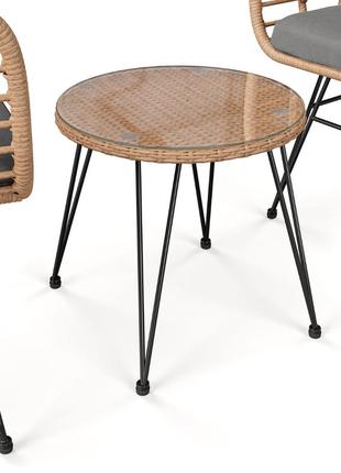 Набор садовой мебели di volio savio стол и 2 стулья бежевый/темно-серый4 фото