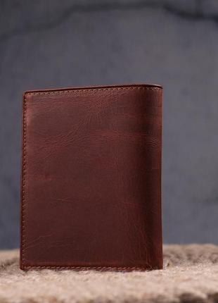 Вертикальный небольшой кошелек из винтажной кожи karya 21385 коричневый8 фото