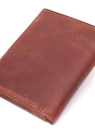 Вертикальный небольшой кошелек из винтажной кожи karya 21385 коричневый2 фото