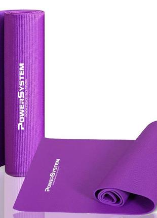 Килимок тренувальний для йоги та фітнесу power system ps-4014 pvc fitness-yoga mat purple (173x61x0.6) ve-33